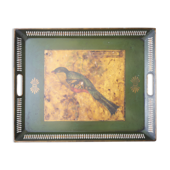 Rectangular metal top with naturalistic representation of John Gould - Late 19th century