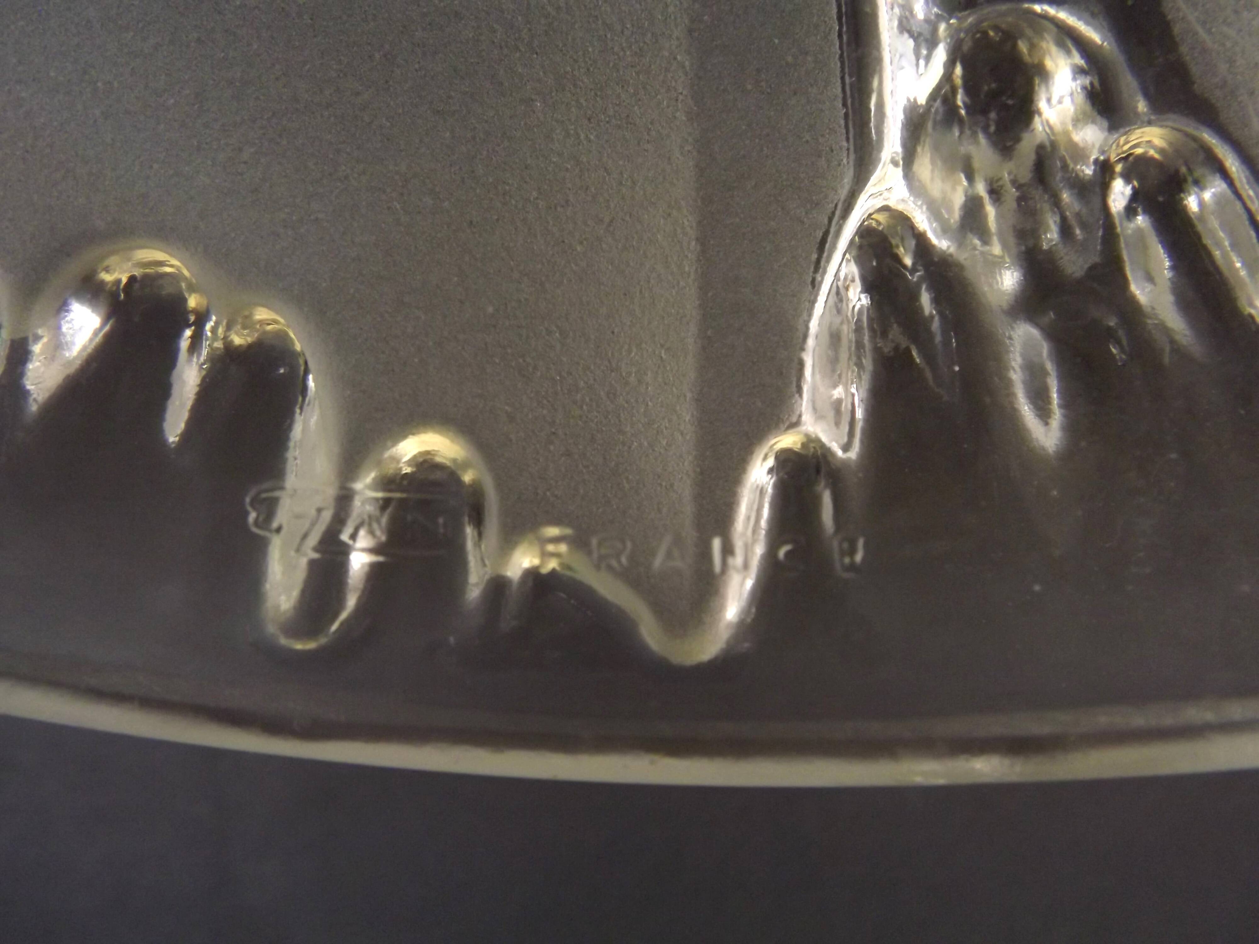 Signed ezan france frosted glass icicle shades set of 3 – art deco lighting