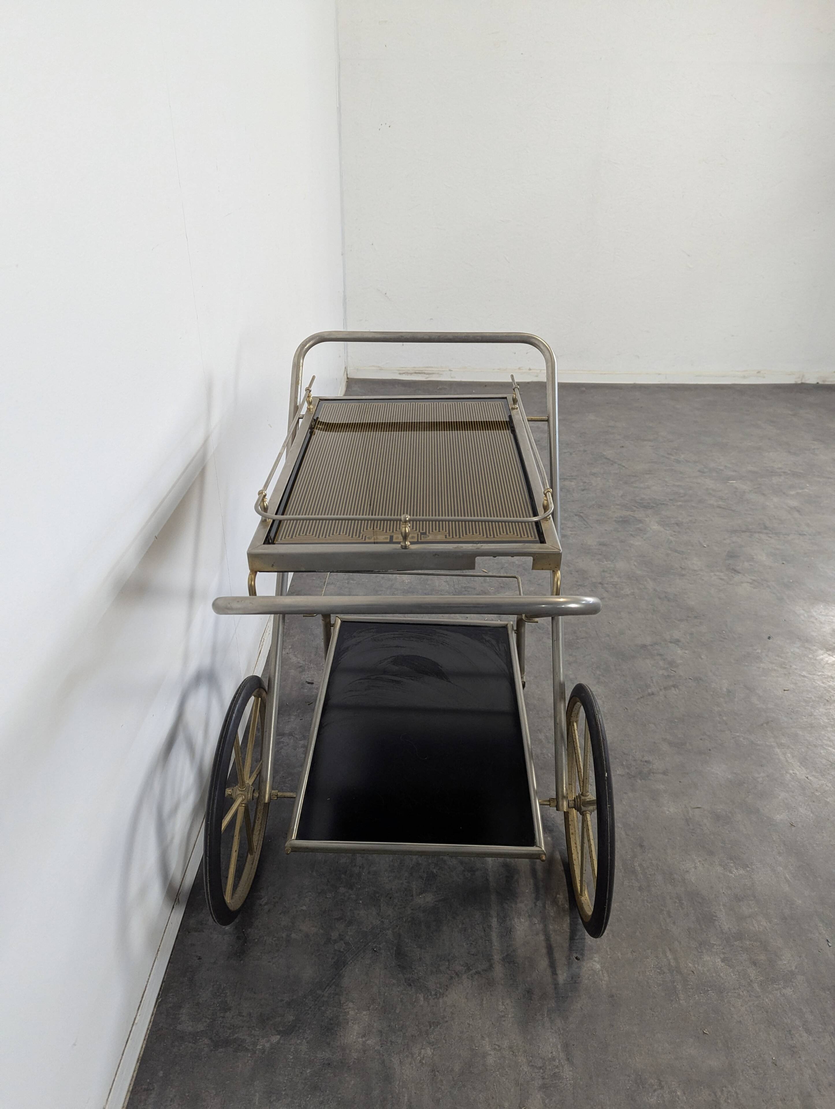 1970s Brass Rolling Trolley