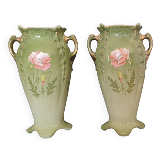 Pair of slip vases by bruyn fives lille