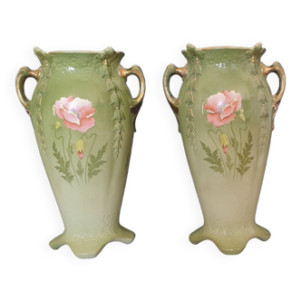 Paire de vases barbotine de bruyn fives lille