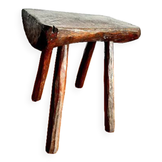 Brutalist wooden trading stool 1950
