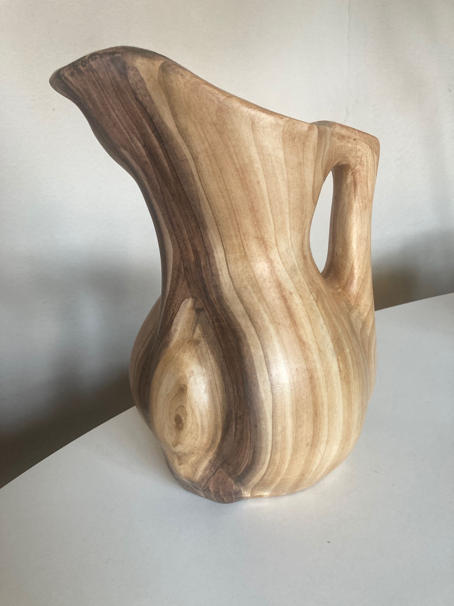 Ceramic vase mid century Grandjean in Vallauris faux bois 1960