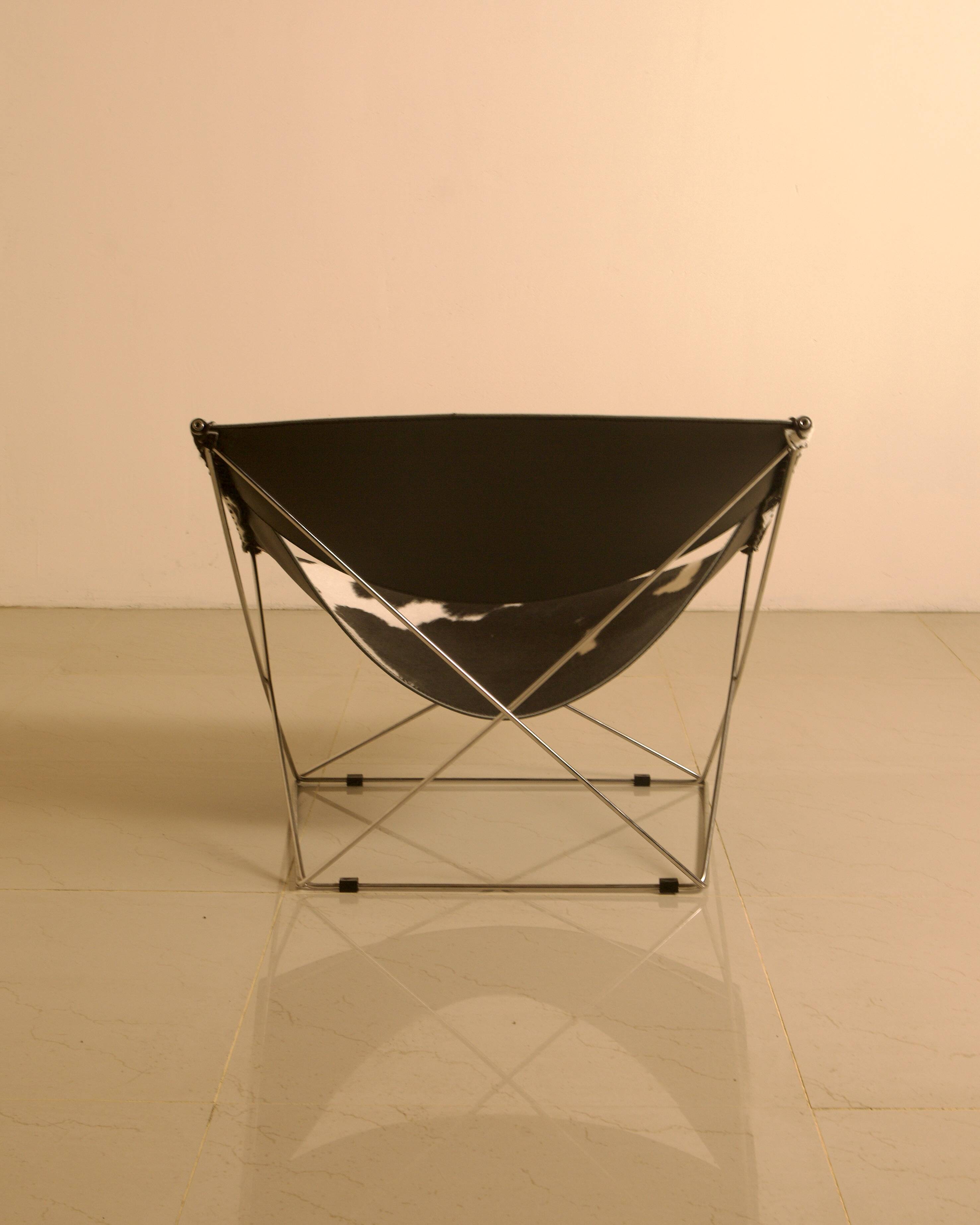 F675 "Butterfly" armchair in cowhide leather by Pierre Paulin for Artifort