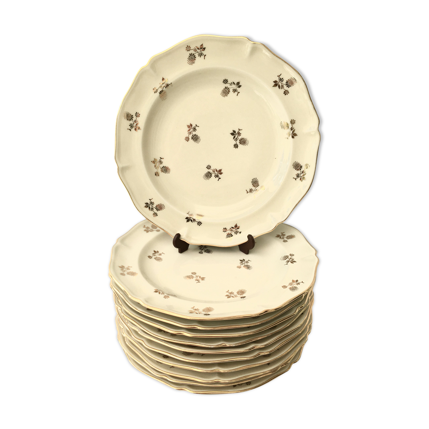 Set of 11 flat plates porcelain from Limoges