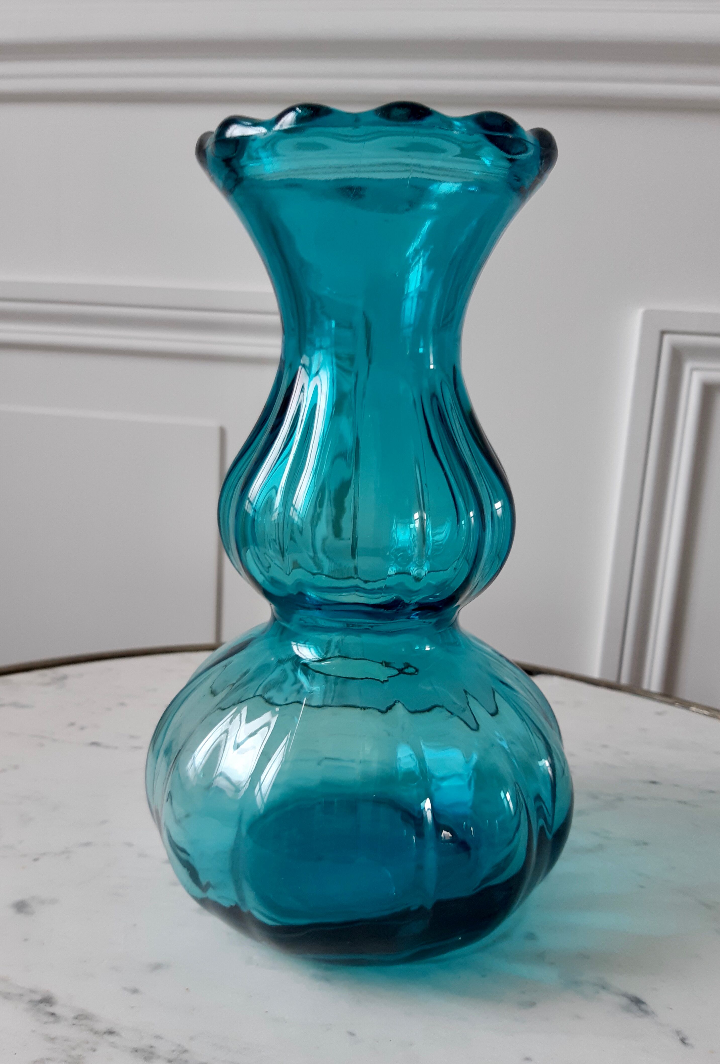 70s turquoise blue vase