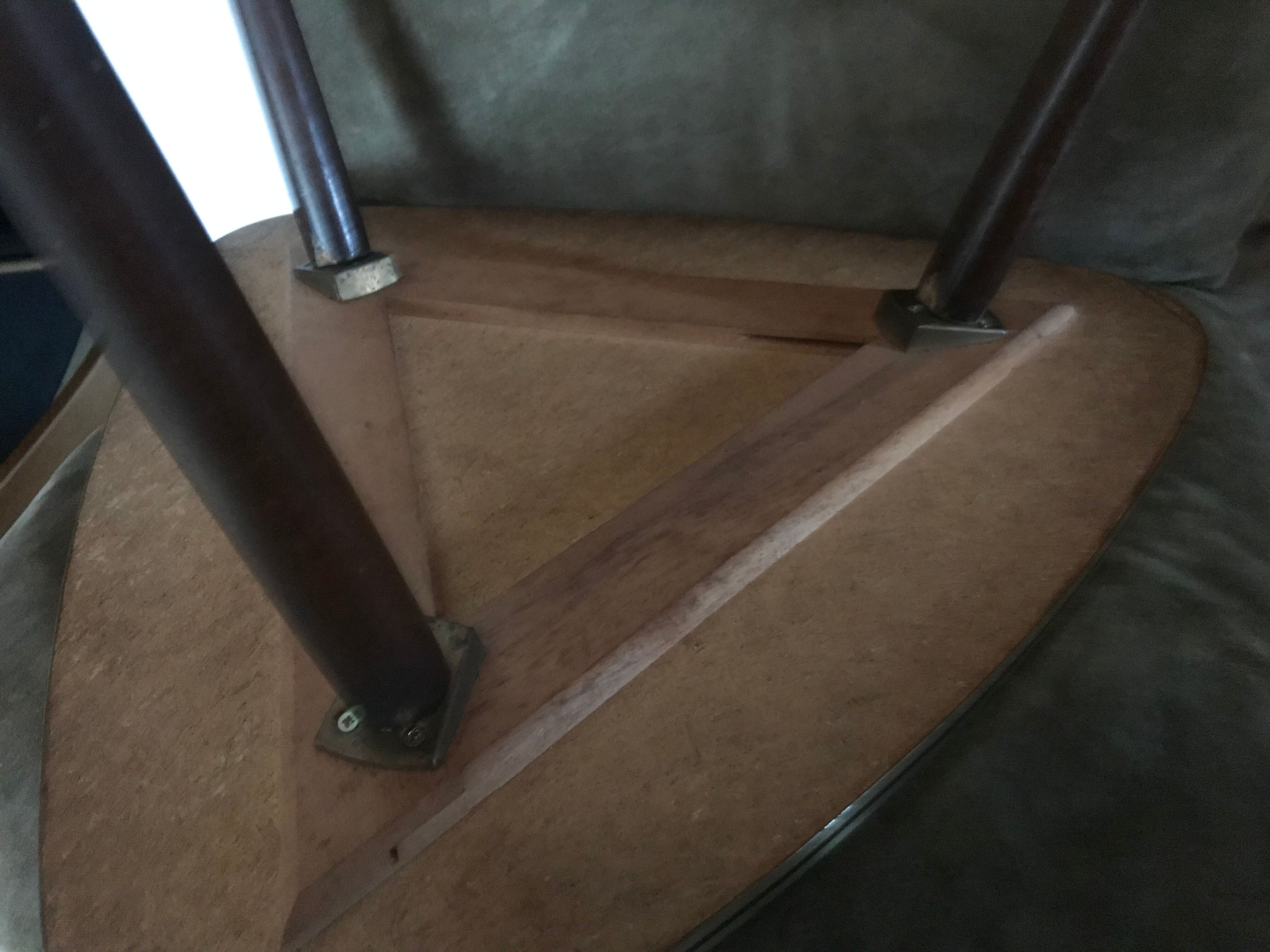 Tripod tripod triangular tray table in vintage glass 50/60s