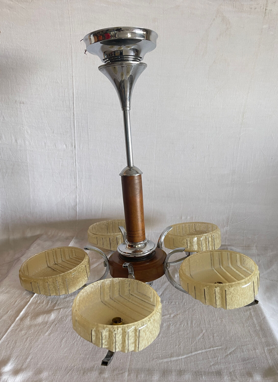 Art deco chandelier 5 branches circa 1940