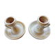 Pair of stoneware candle holders