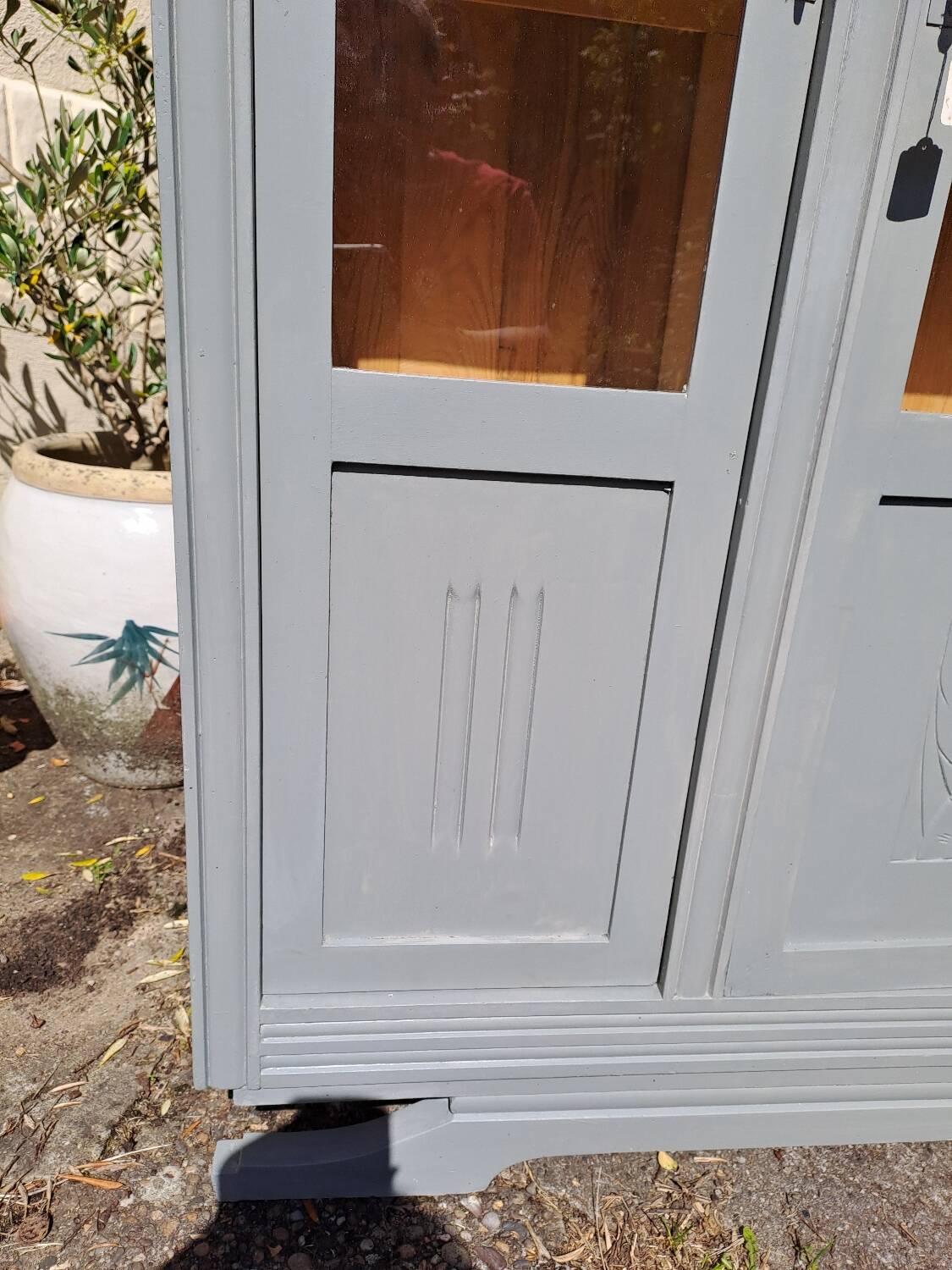 Art Deco 3-door glass bookcase