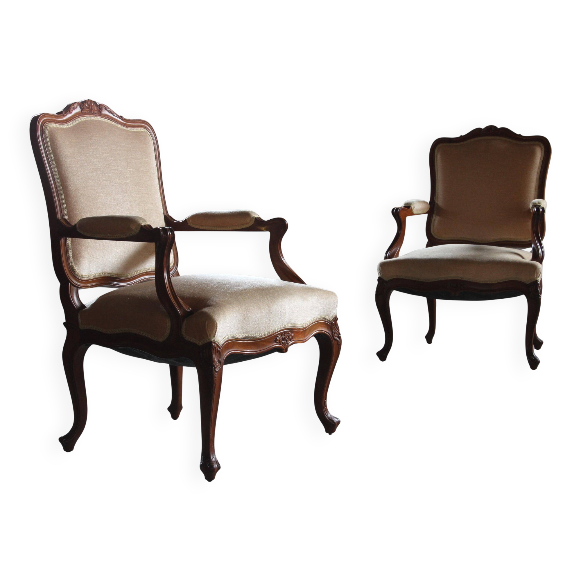 Pair of Vintage Danish Antique 18th century Lounge Chair, style of Louis XV
