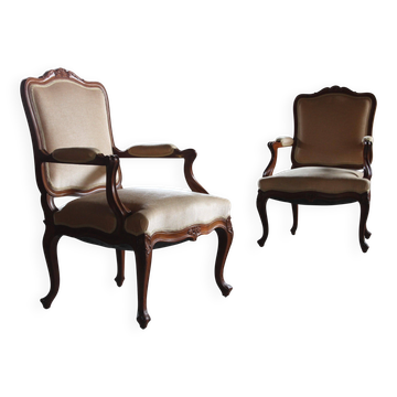 Pair of Vintage Danish Antique 18th century Lounge Chair, style of Louis XV