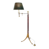 Library or reading floor lamp in brass and wood, mid-20th century.
