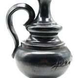 Vase pitcher, glazed ceramic in metallic black signed Jean Marais Vallauris.
