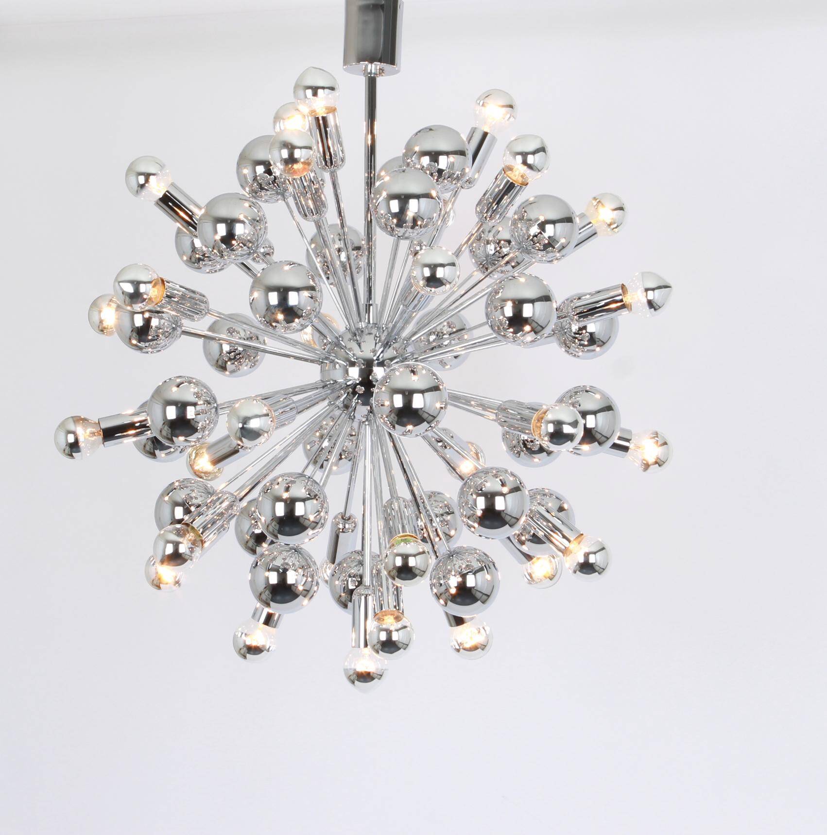 Grand Sputnik chrome chandelier in space style by Cosack, Germany, 1970s.