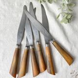 6 Vintage Horn Knives Silver Steel Blade LEPINE A LYON France 19th Century