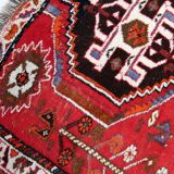 Vintage 1940s Persian Shiraz rug, tribal triple medallion, red field, 115cm x 156cm