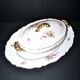Soupière légumier vintage en porcelaine fleurie et dorure + plat ovale