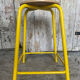 Vintage Industrial Stool Yellow Metal Tube + Wooden Seat