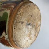 Pair of varnished earthenware vase pitchers mixed Dieulefit popular art