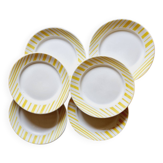 6 FB flat plates with yellow stencil decoration