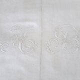 linen sheet in ab monogrammed Richelieu embroidery