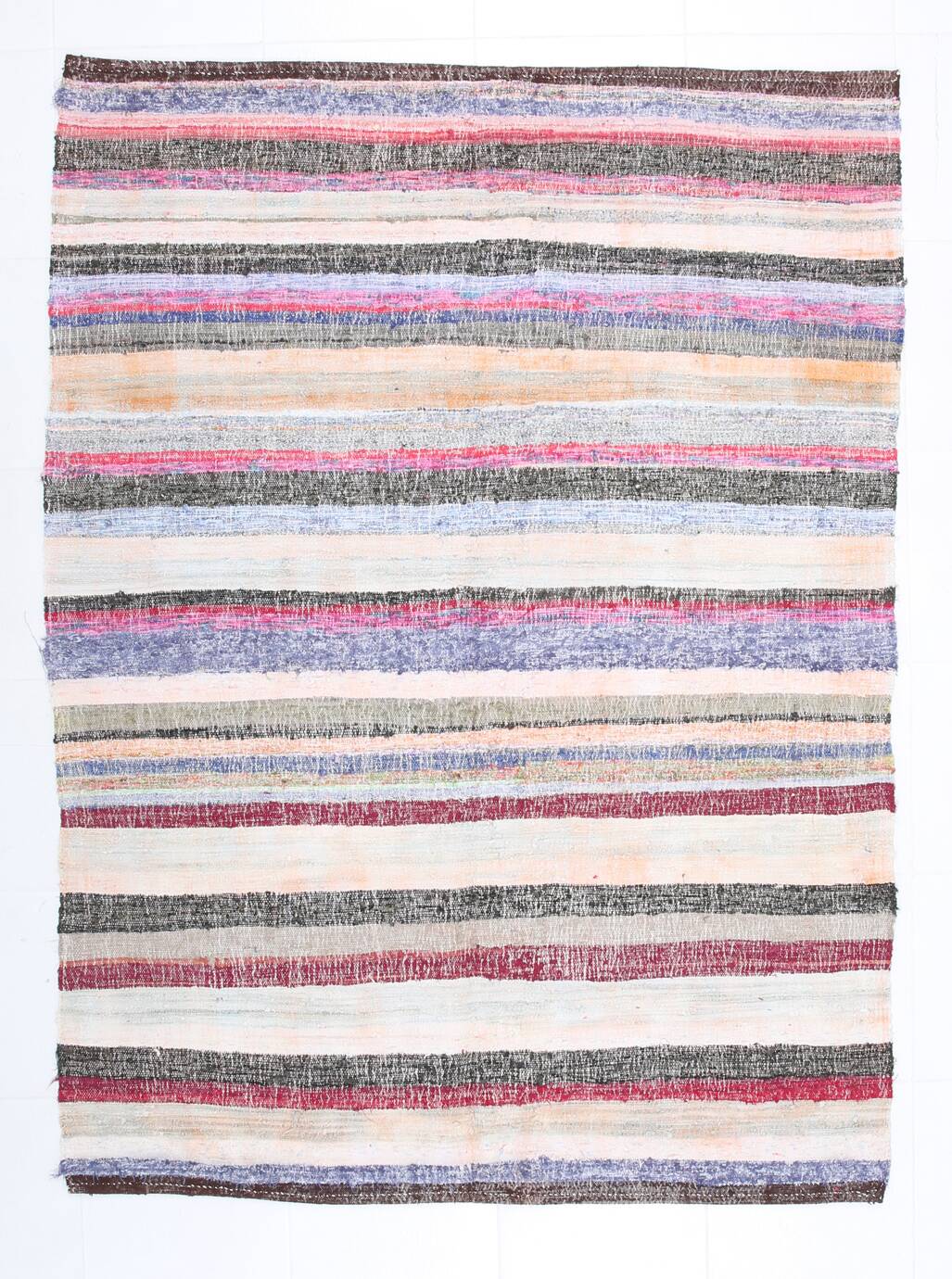 Multicolor Striped Modern Kilim Rug, 161x220Cm