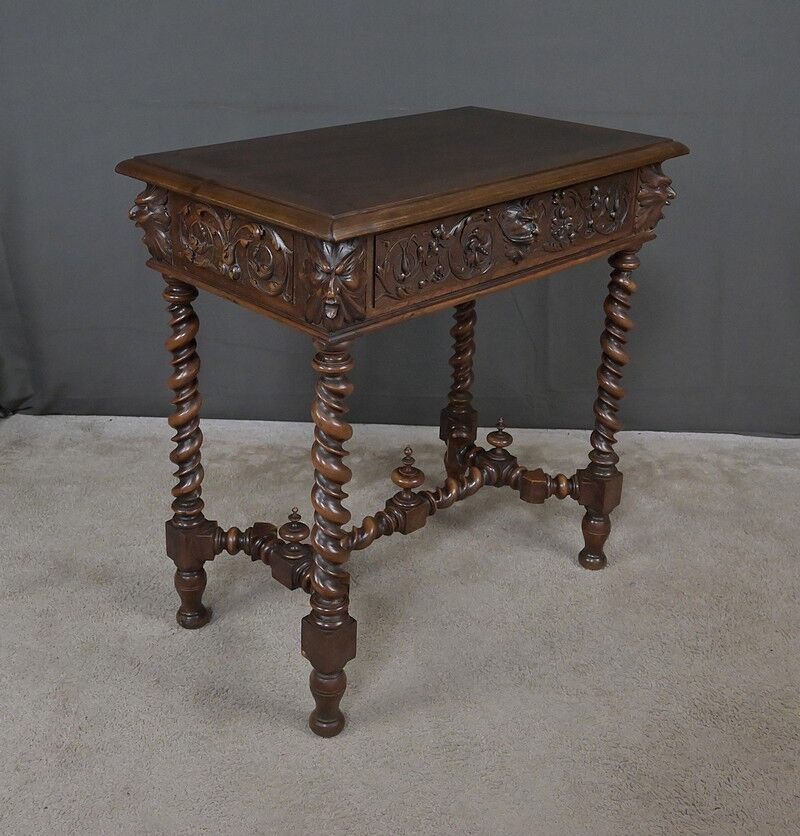 Small walnut desk, Henri II style – late 19th century