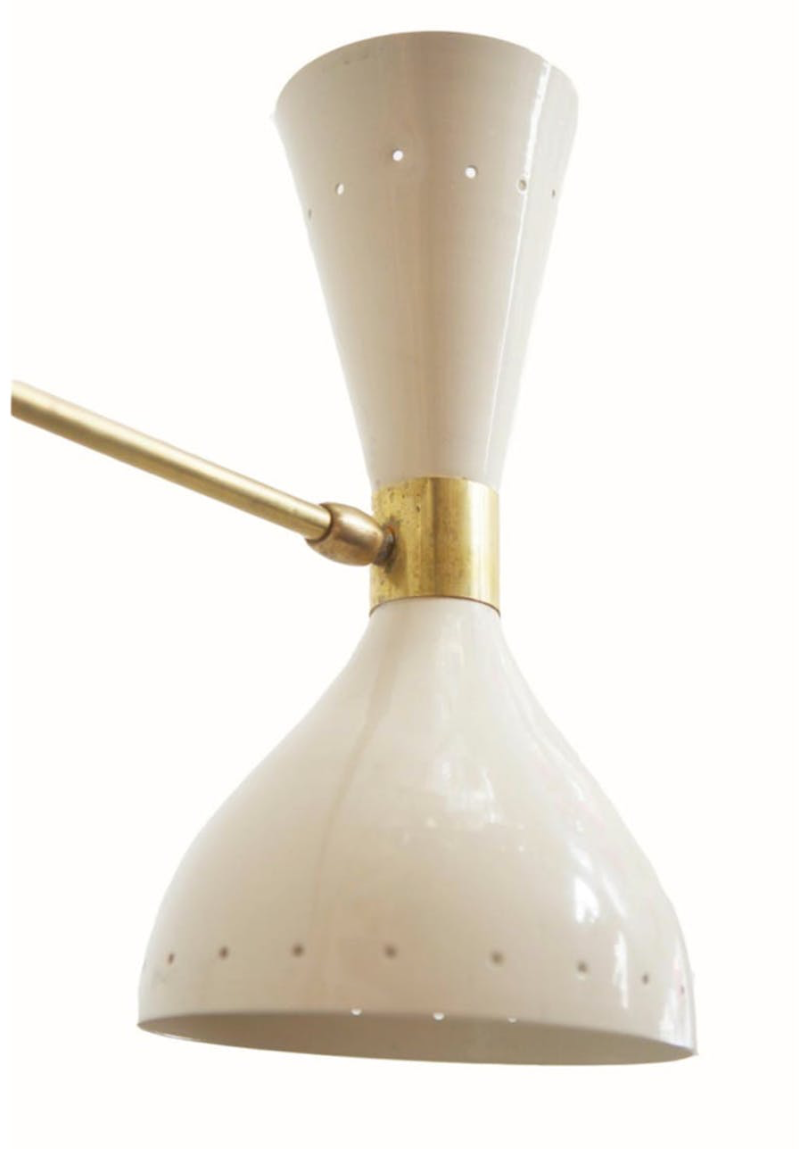 Chandelier made of brass and painted white metal