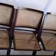 Trio de chaises pliantes en bois & cannage vintage années 60