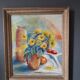 Antique painting depicting a bouquet of flowers