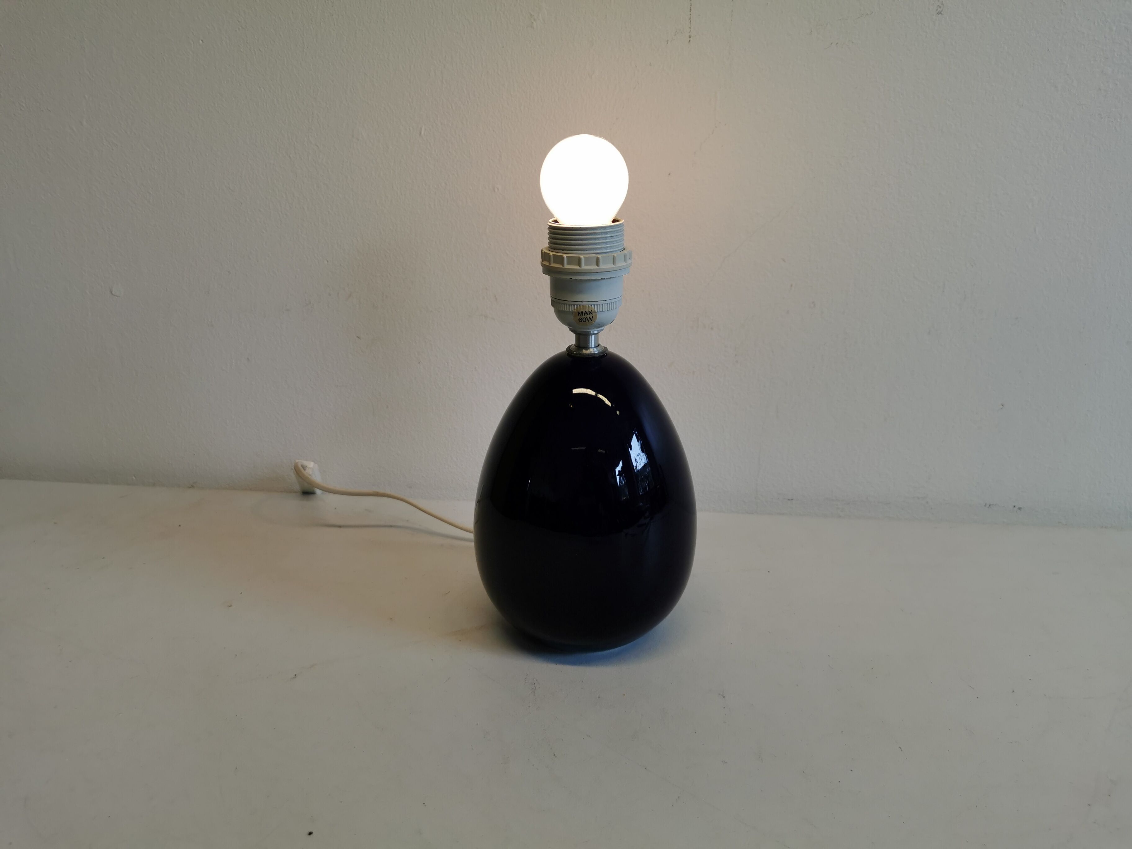 Small Table lamp in dark blue ceramic, made by Søholm ceramics Denmark.