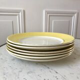 Lot de 6 assiettes plates moulin des loups texturées jaune canari années 50