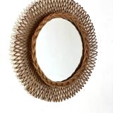 Round rattan mirror