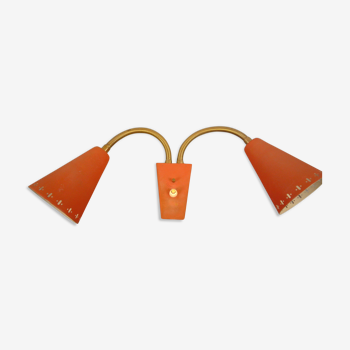 Midcentury double wallamp by Erik Wärnå for EWÅ, Värnamo, Sweden. 1950's.