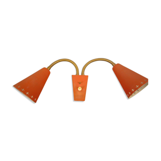 Midcentury double wallamp by Erik Wärnå for EWÅ, Värnamo, Sweden. 1950's.