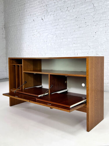 Vintage row or storage cabinet 60s vinyl doors