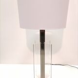 Large stainless steel and plexiglass lamp 1970 france