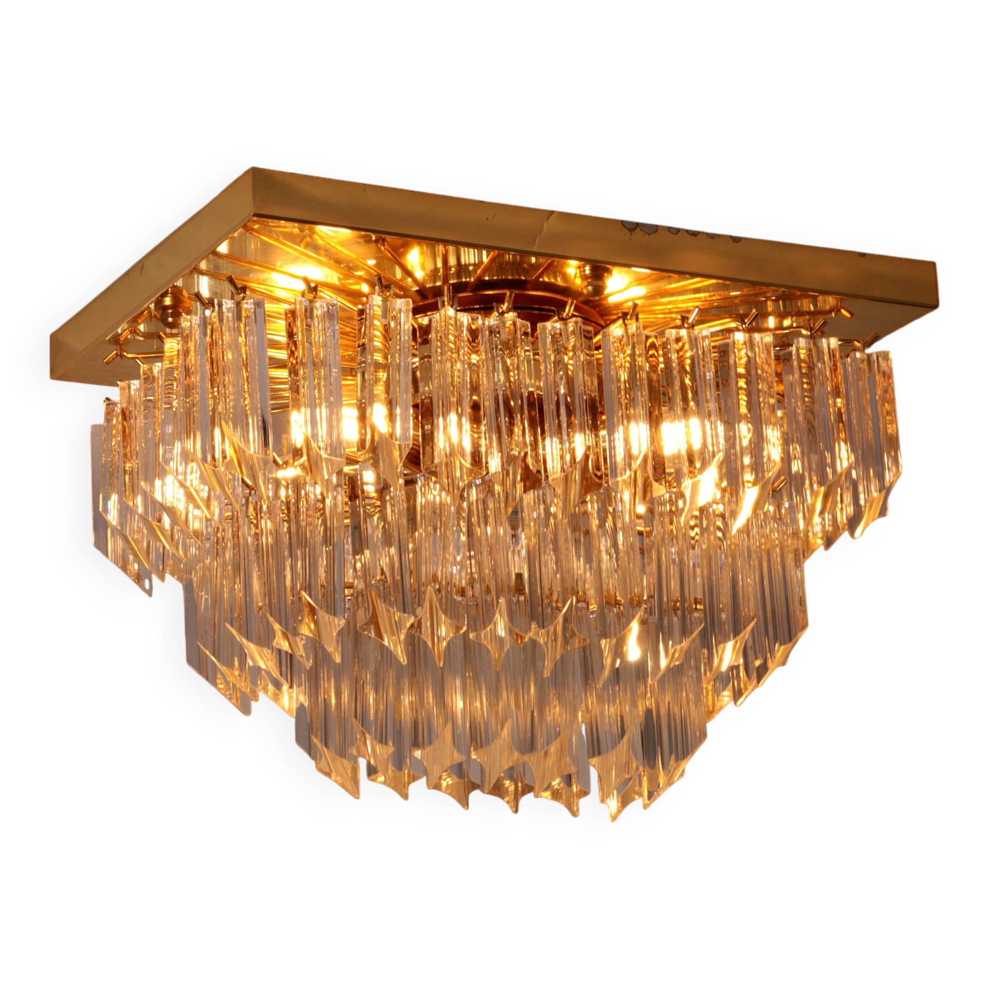 Novaresi Gold Plated Ceiling Lamp CH Serie 1970 Italy