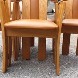 4 fauteuils de table design bois et cuir
