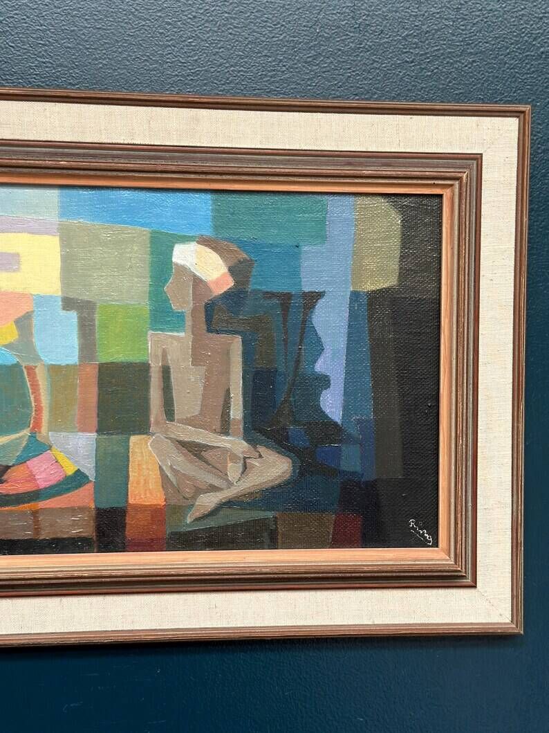 Original Oil on Swedish Panel – "The Snake Charmer" by Ragnar Ring (1908–1999) – Signed – Vintage and Framed – 38 × 60 cm (15" × 23.6")