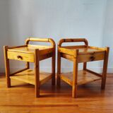 Paire de tables de chevet pin massif 1980