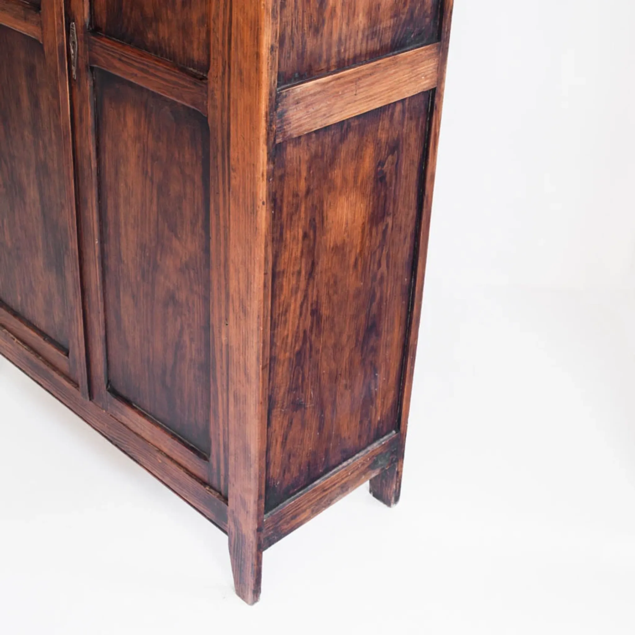 Vintage Parisian wardrobe with two doors. Pine wood. France, 1950s.