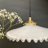 Vintage lampshade pendant light in white opaline