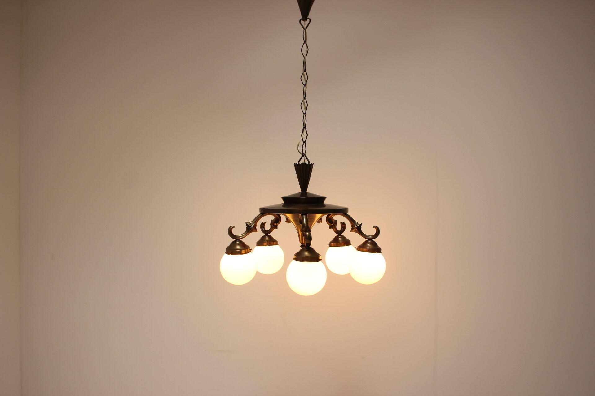 Art deco 5 flamming chandelier 1930s