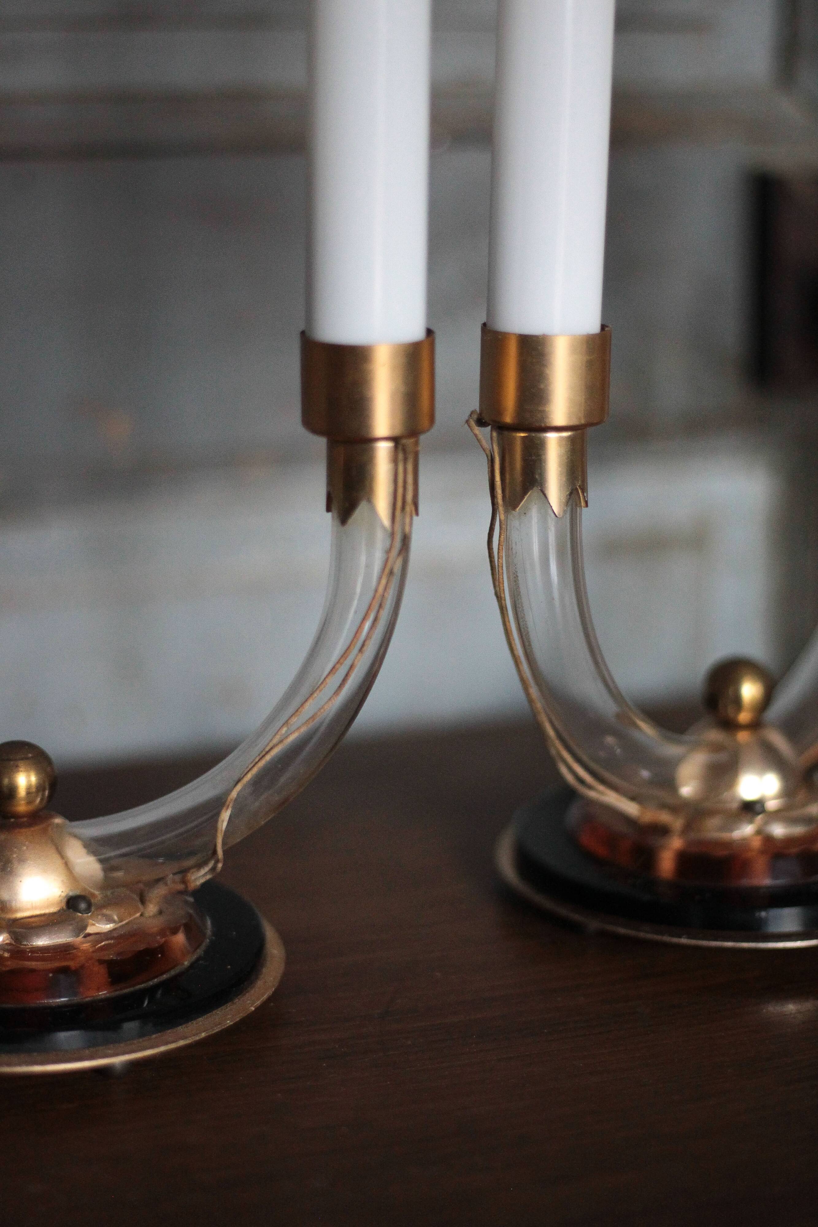 Pair of art deco lamps, pair of art deco candlesticks, table lamps, decoration