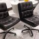 Pair of vintage Italian design leather office armchairs 1980