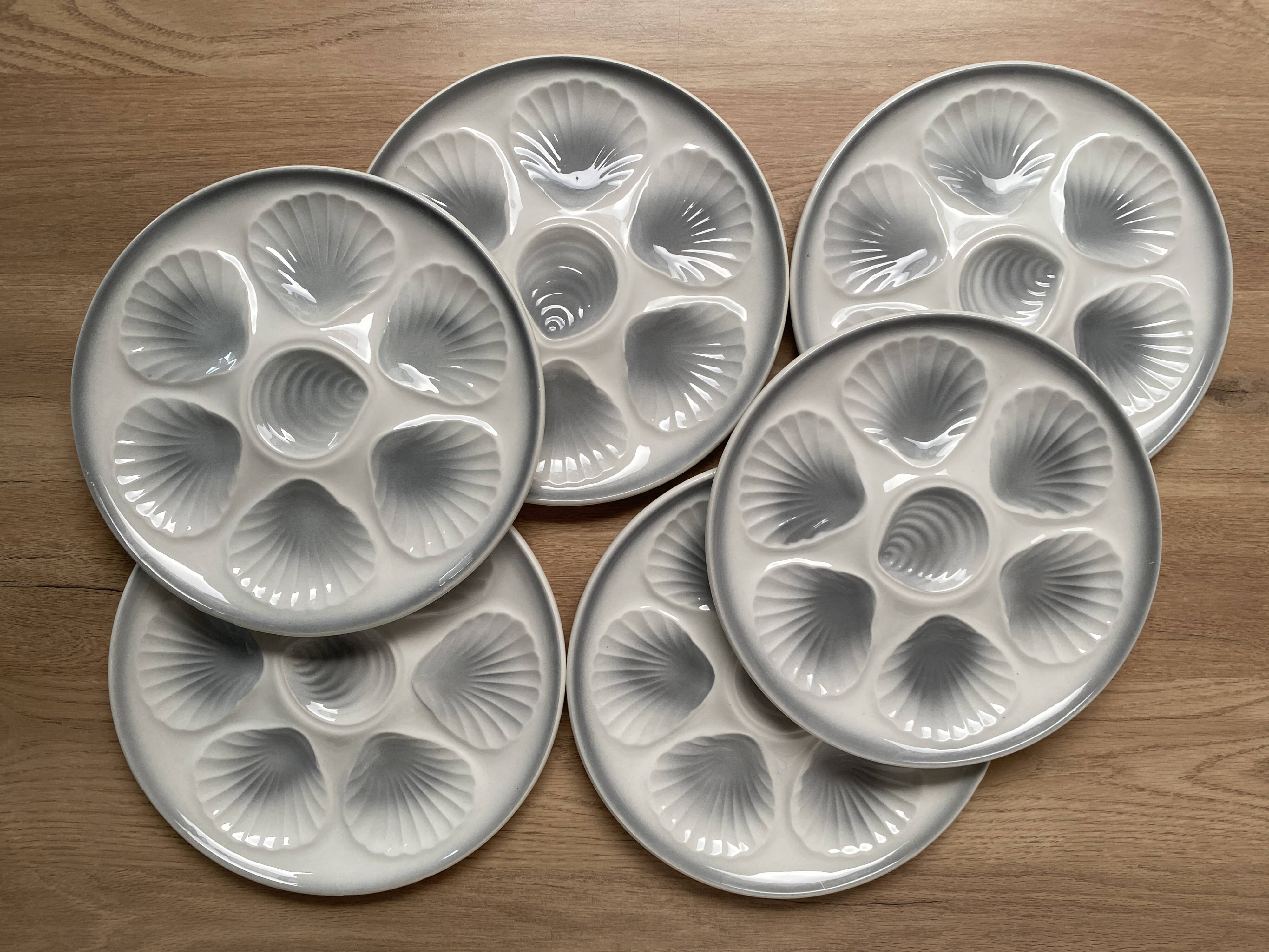 Set of 6 oyster plates Moulin des loups Orchies