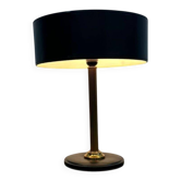 Vintage black table lamp with a leather base.