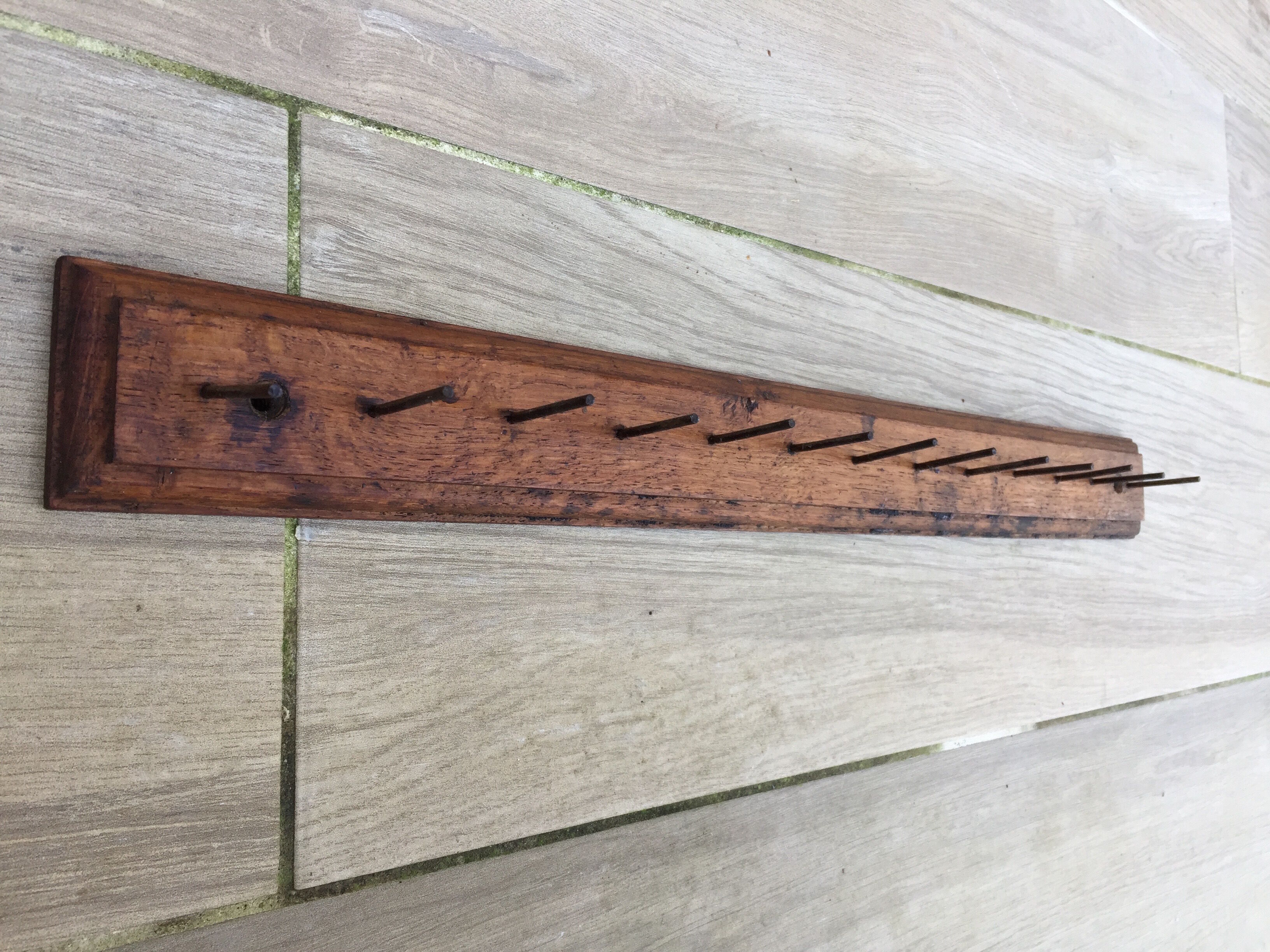 Solid oak workshop coat rack
